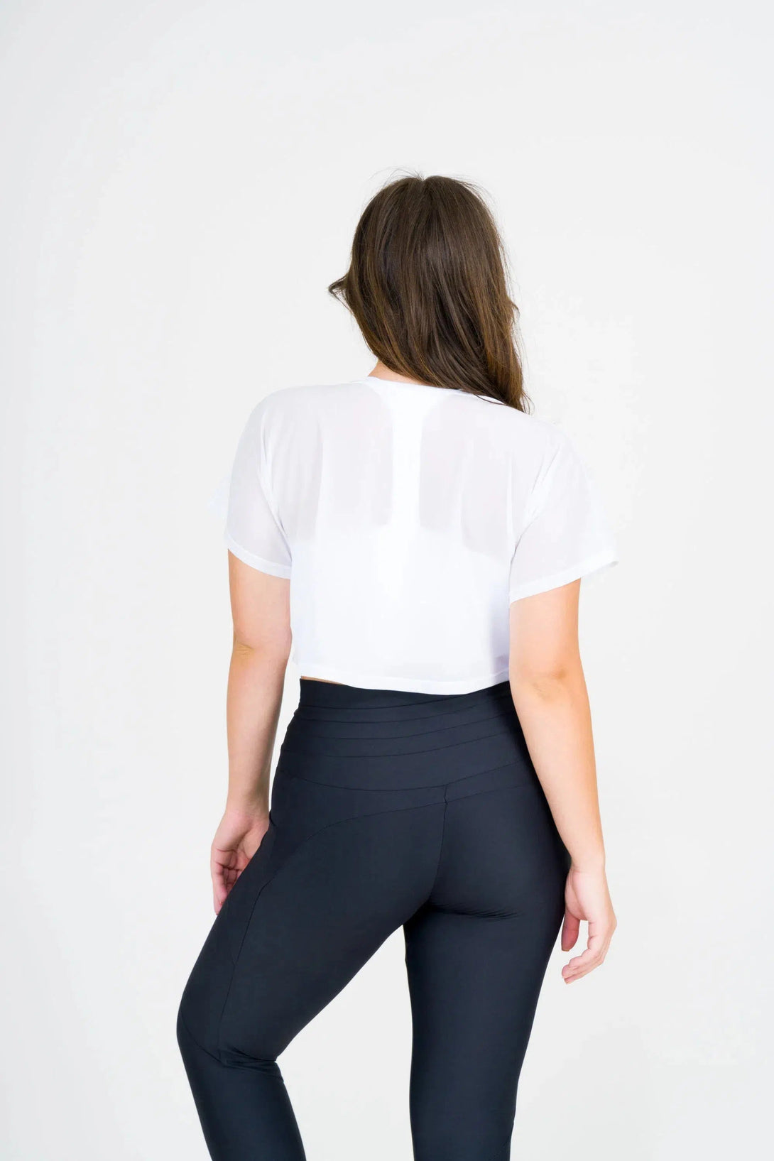 Net Cropped Tee - White-Activewear-Exoticathletica