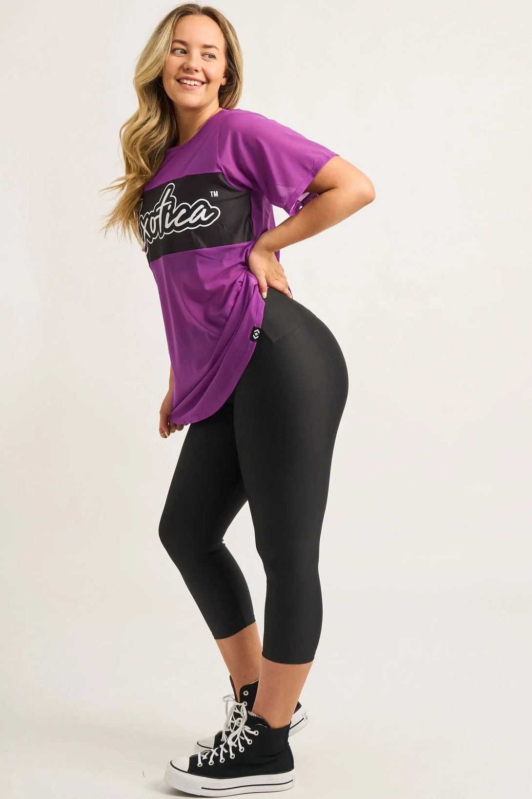 Net Exotica Boyfriend Tee - Purple-Activewear-Exoticathletica