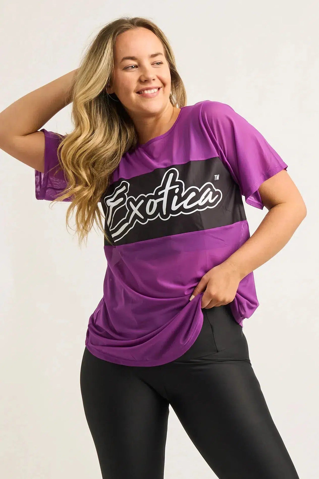 Net Exotica Boyfriend Tee - Purple-Activewear-Exoticathletica