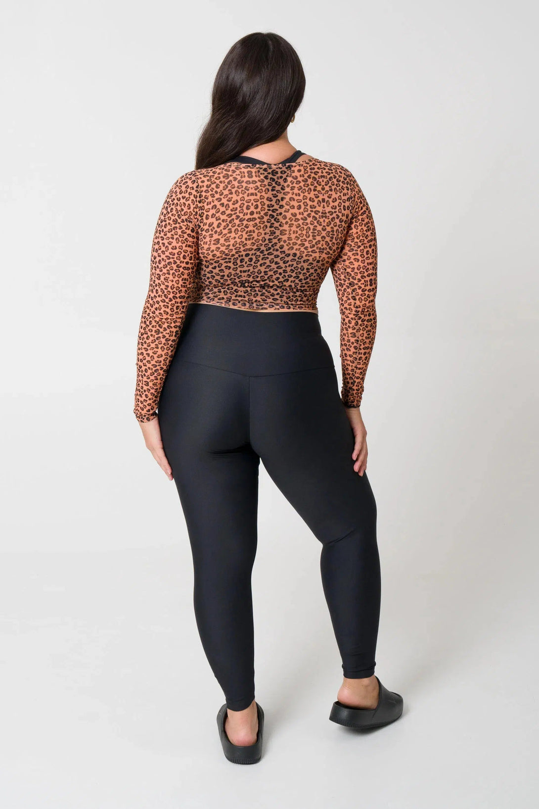 Net Fitted Cropped Long Sleeve Tee - Teeni Jag-Activewear-Exoticathletica