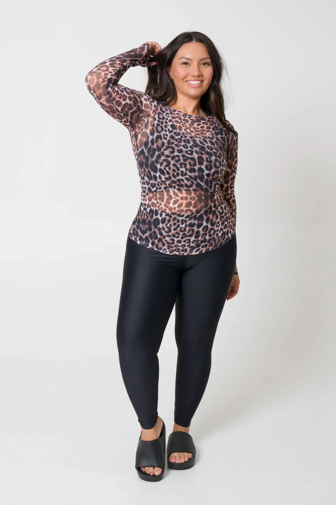 Net Fitted Long Sleeve Tee - Cave Girl-Activewear-Exoticathletica