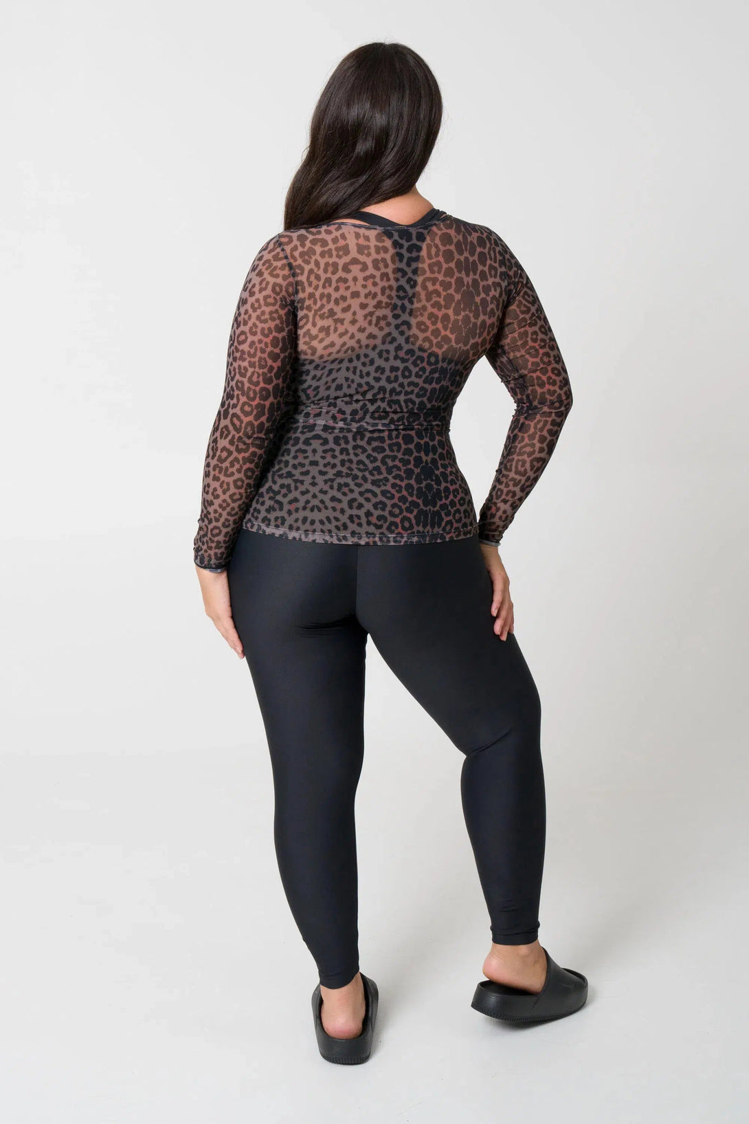 Net Fitted Long Sleeve Tee - Chocolate Swag-Activewear-Exoticathletica