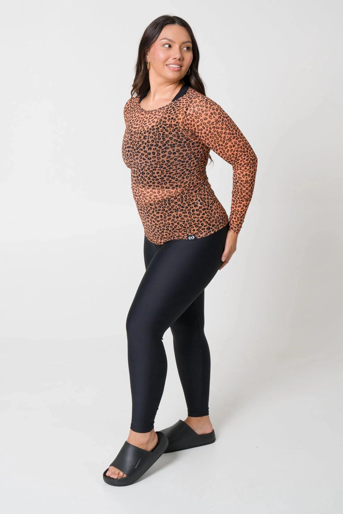 Net Fitted Long Sleeve Tee - Teeni Jag-Activewear-Exoticathletica