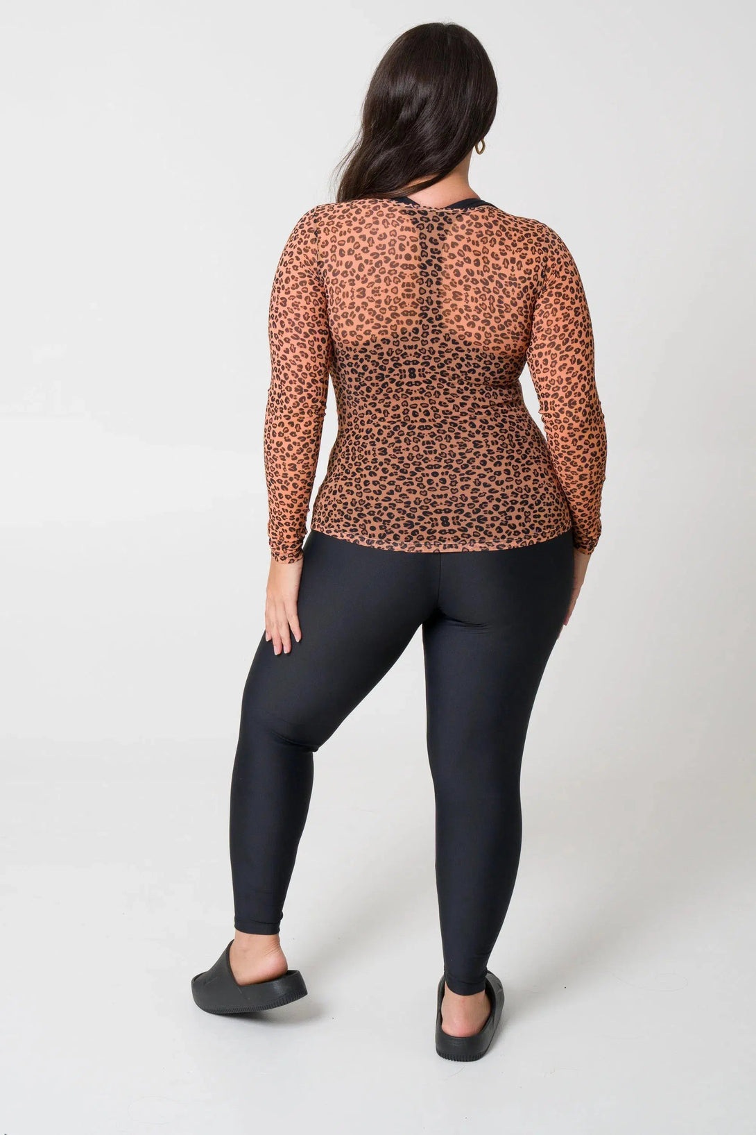 Net Fitted Long Sleeve Tee - Teeni Jag-Activewear-Exoticathletica