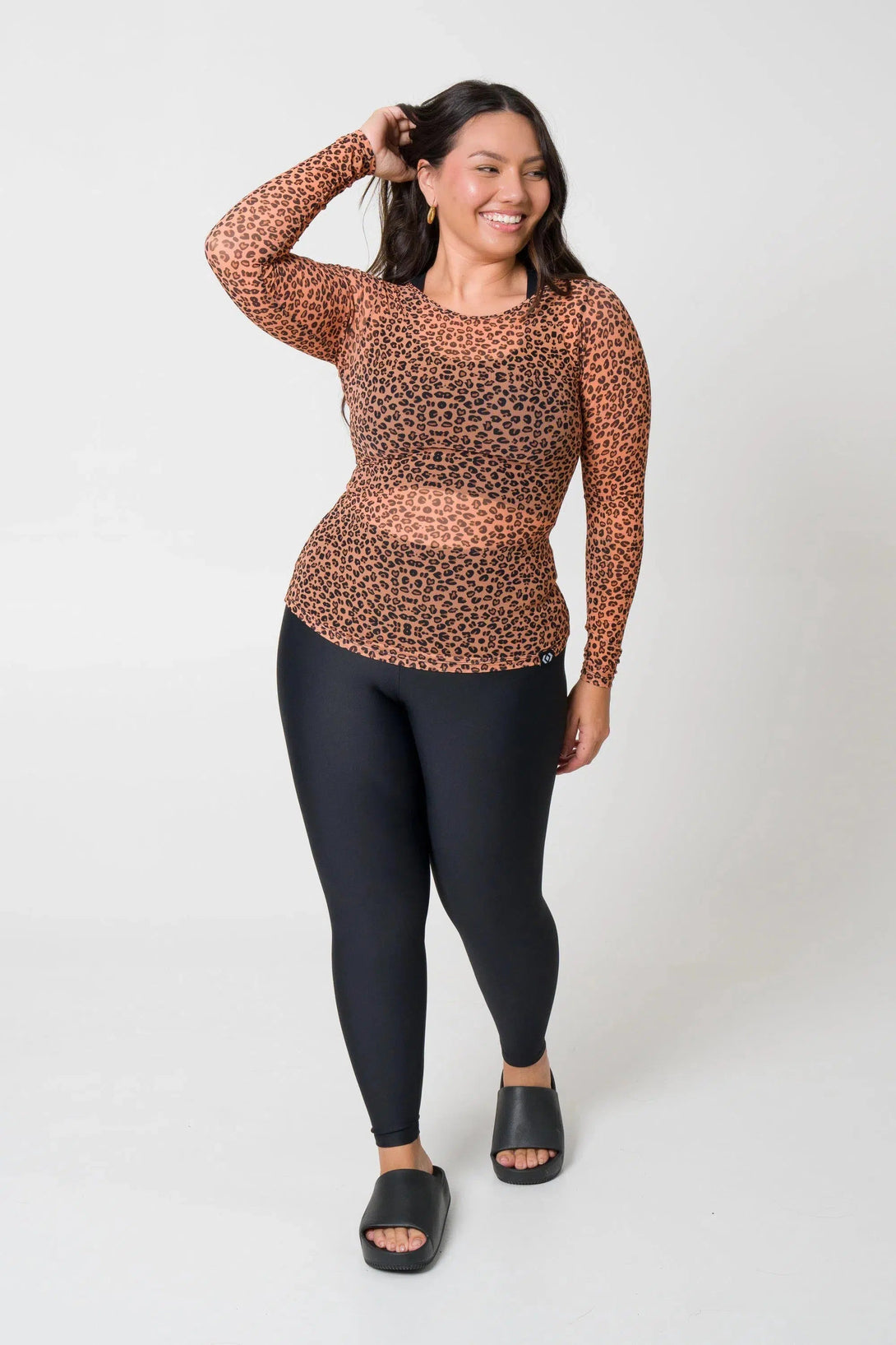 Net Fitted Long Sleeve Tee - Teeni Jag-Activewear-Exoticathletica