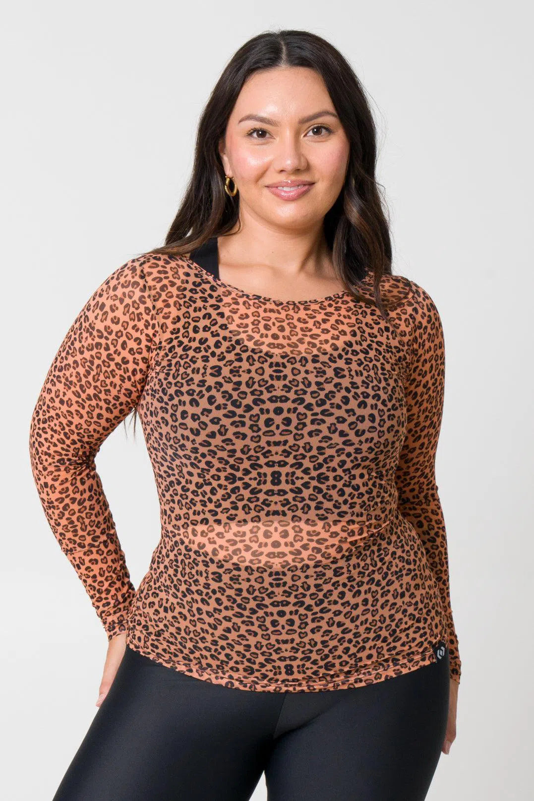 Net Fitted Long Sleeve Tee - Teeni Jag-Activewear-Exoticathletica