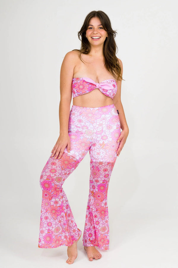 Net High Waisted Bells - Serendipity Pink-Activewear-Exoticathletica