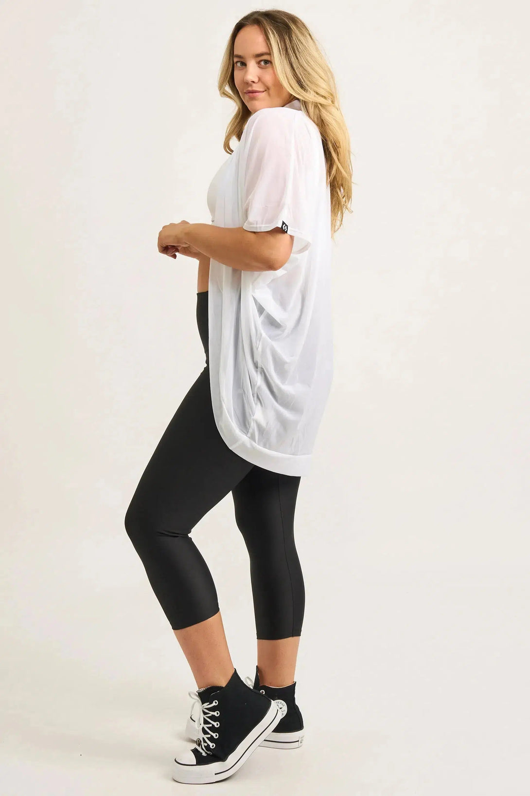 Net Midi Kimono - White-Activewear-Exoticathletica