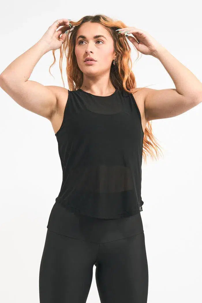 Net Muscle Back Tank - Black-Activewear-Exoticathletica