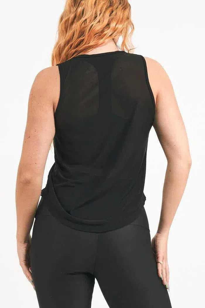 Net Muscle Back Tank - Black-Activewear-Exoticathletica