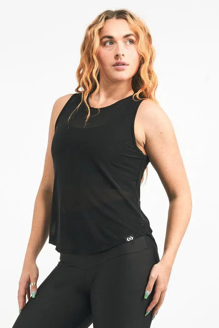 Net Muscle Back Tank - Black-Activewear-Exoticathletica