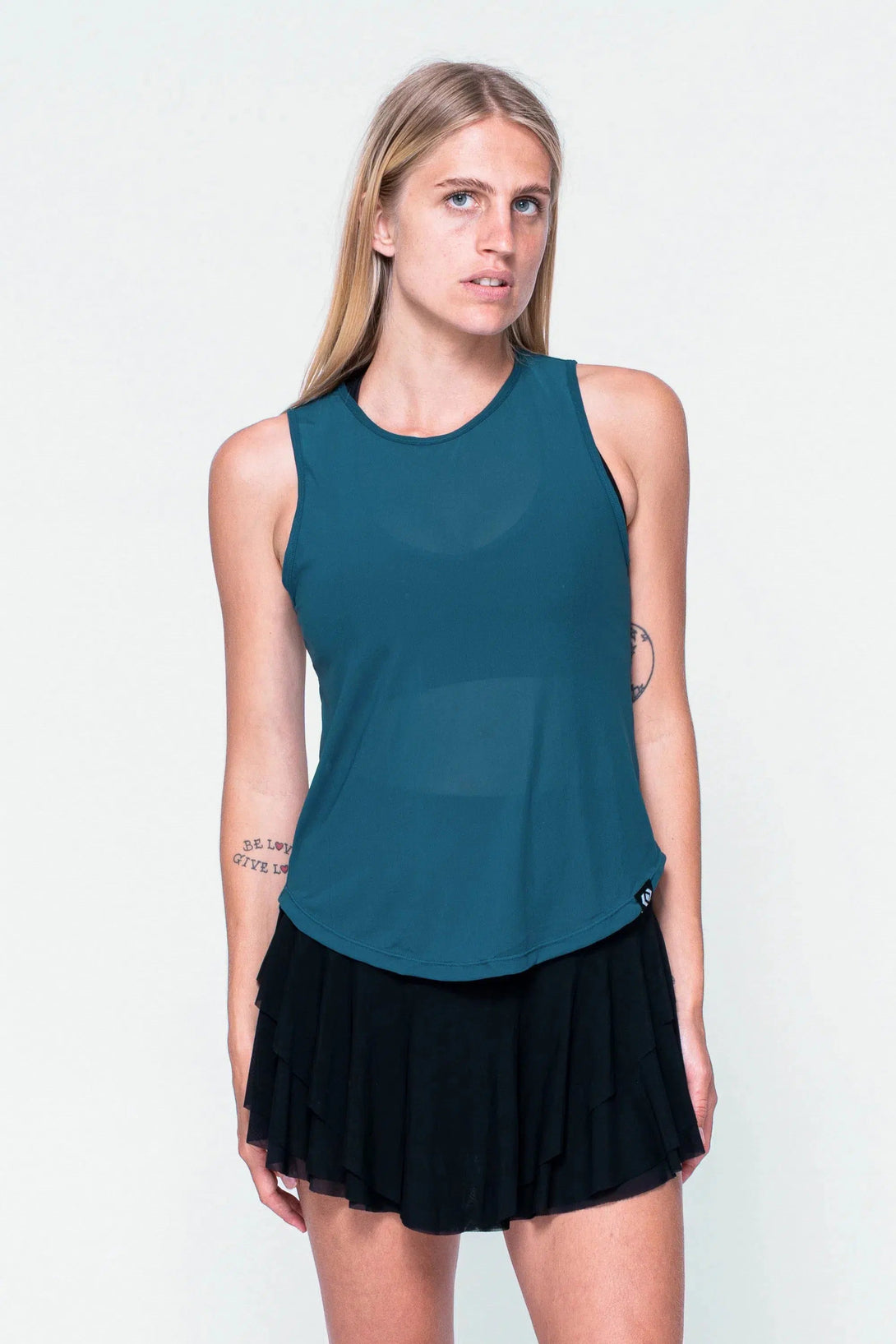 Net Muscle Back Tank - Dark Teal-Activewear-Exoticathletica