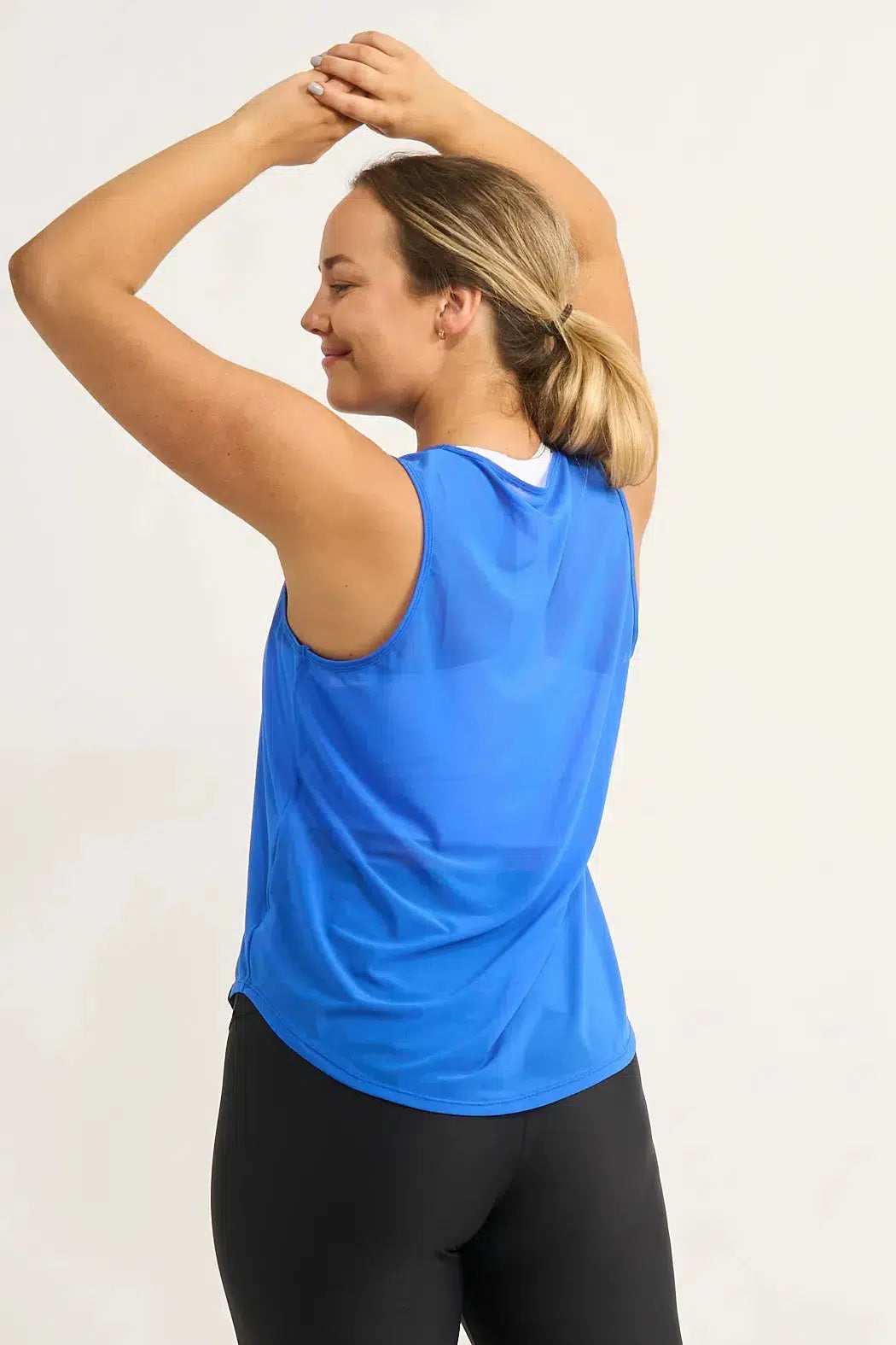 Net Muscle Back Tank - Electric Blue-Activewear-Exoticathletica