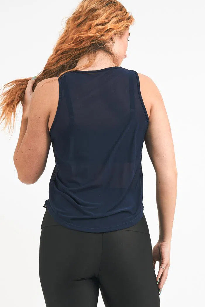 Net Muscle Back Tank - Navy-Activewear-Exoticathletica