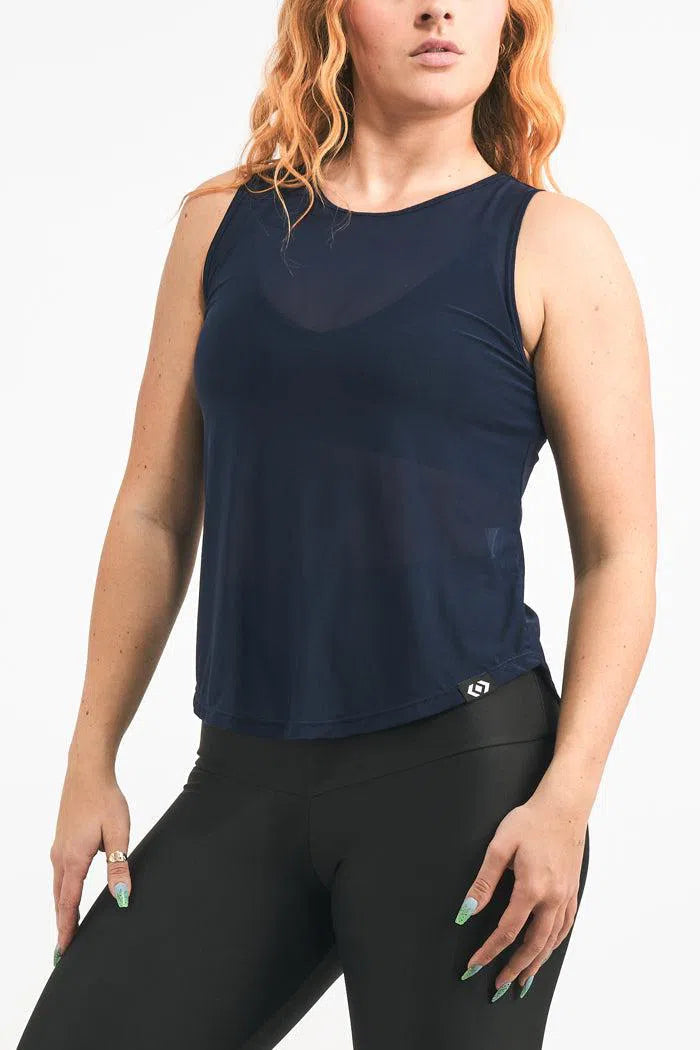 Net Muscle Back Tank - Navy-Activewear-Exoticathletica