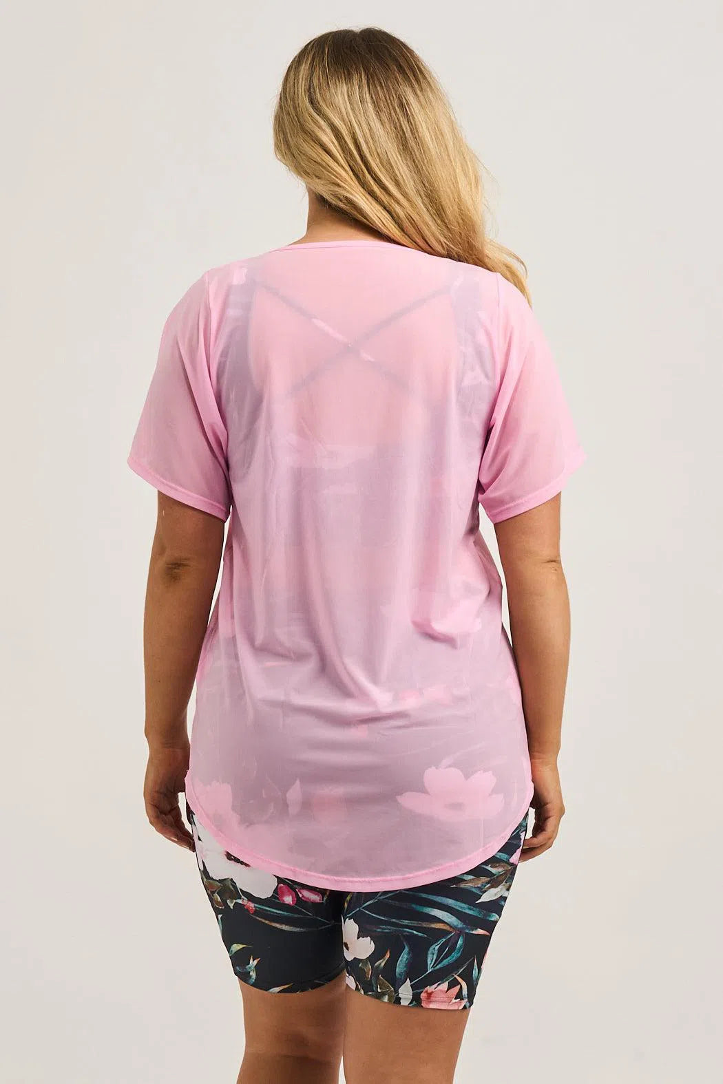 Net Plain Boyfriend Tee - Pastel Pink-9358328338499-Activewear-Exoticathletica