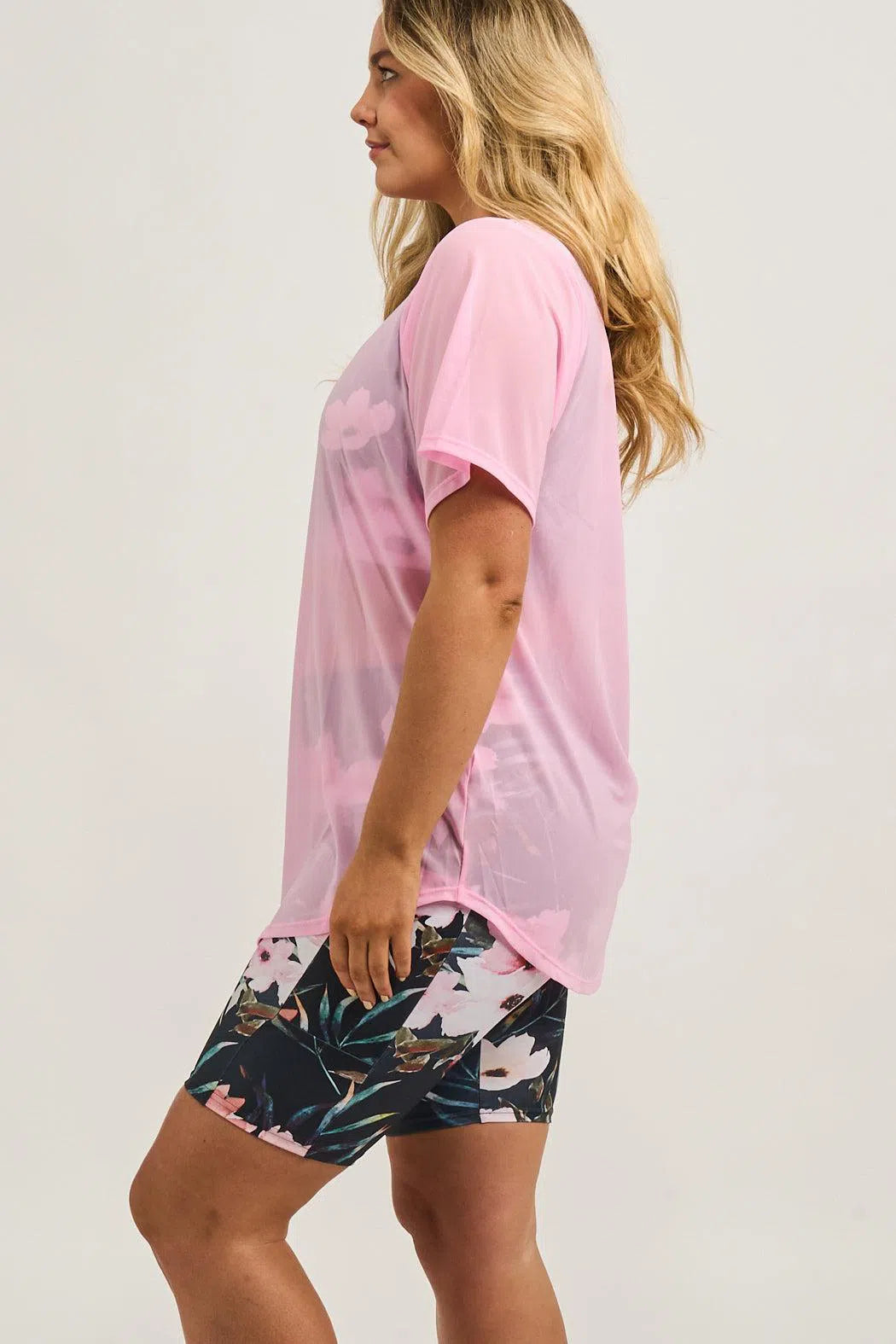 Net Plain Boyfriend Tee - Pastel Pink-Activewear-Exoticathletica