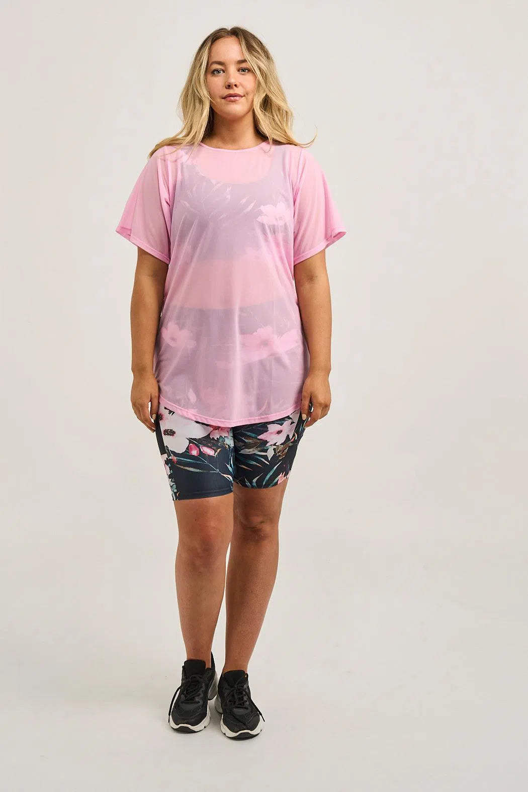 Net Plain Boyfriend Tee - Pastel Pink-Activewear-Exoticathletica