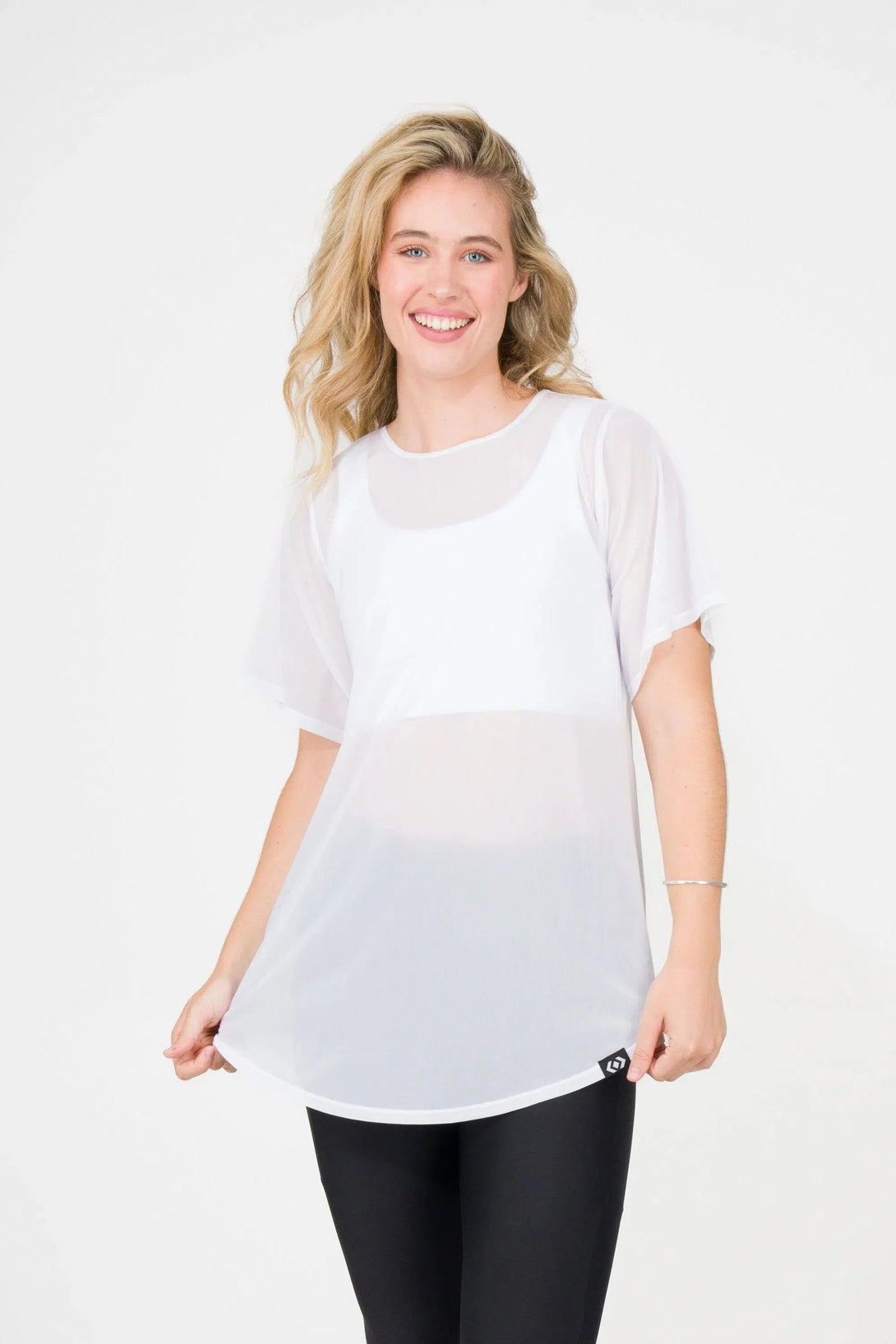 Net Plain Boyfriend Tee - White-Activewear-Exoticathletica