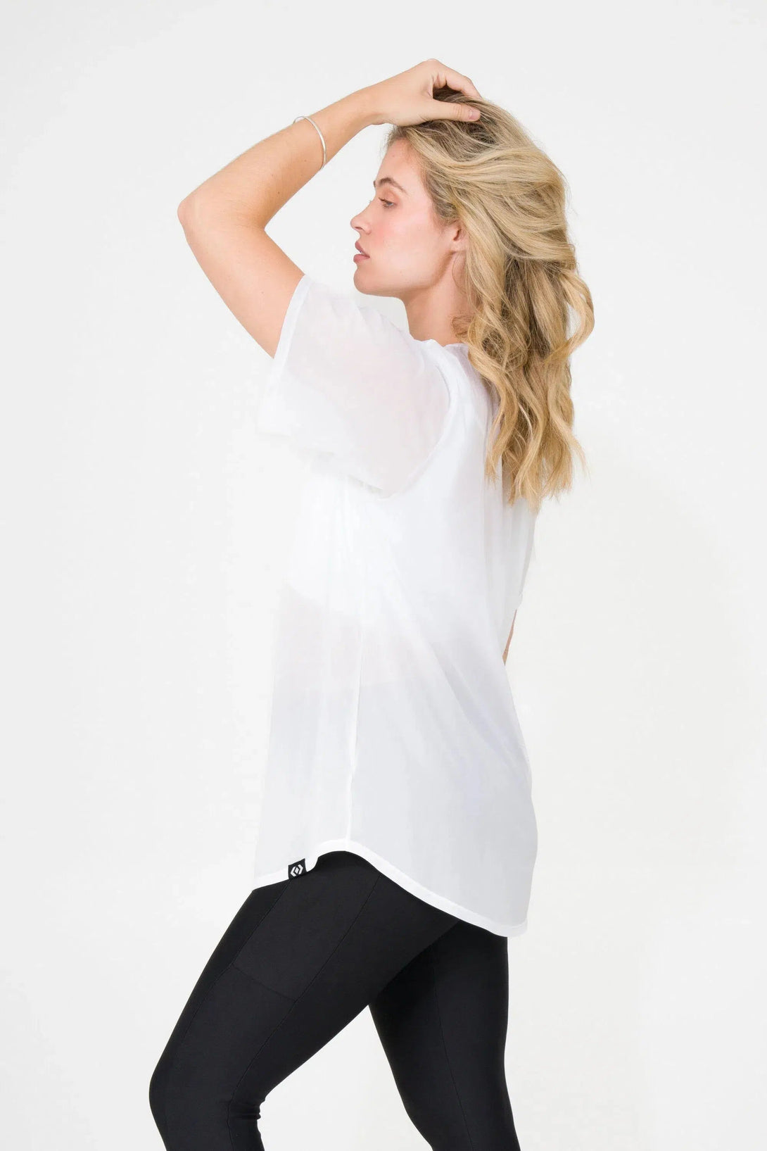 Net Plain Boyfriend Tee - White-Activewear-Exoticathletica