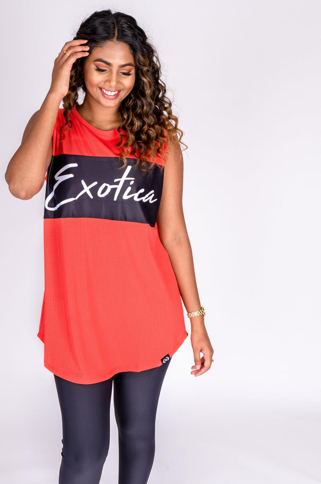 Orange Bball Mesh - Sleeveless Exotica Boyfriend Tee-Activewear-Exoticathletica