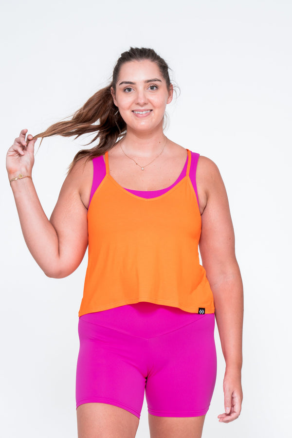 Orange Slinky To Touch - Cropped Singlet-Activewear-Exoticathletica