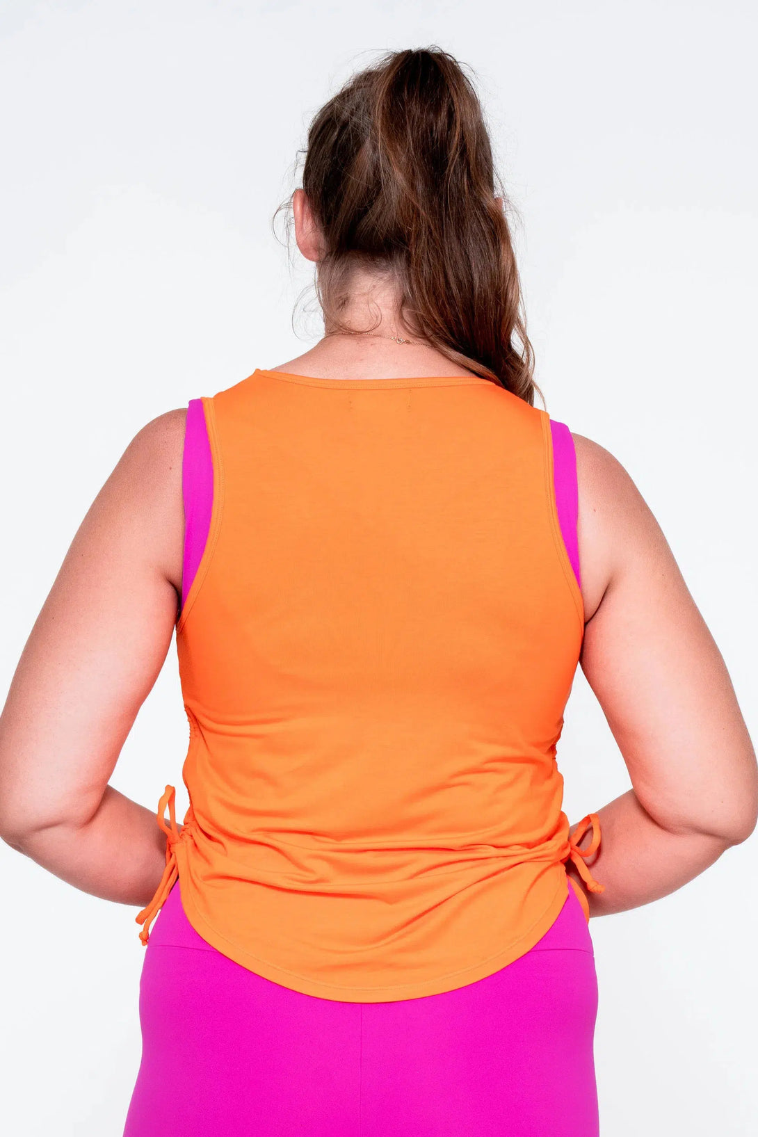 Orange Slinky To Touch - Muscle Back Tank W/ Cinched Sides-Activewear-Exoticathletica