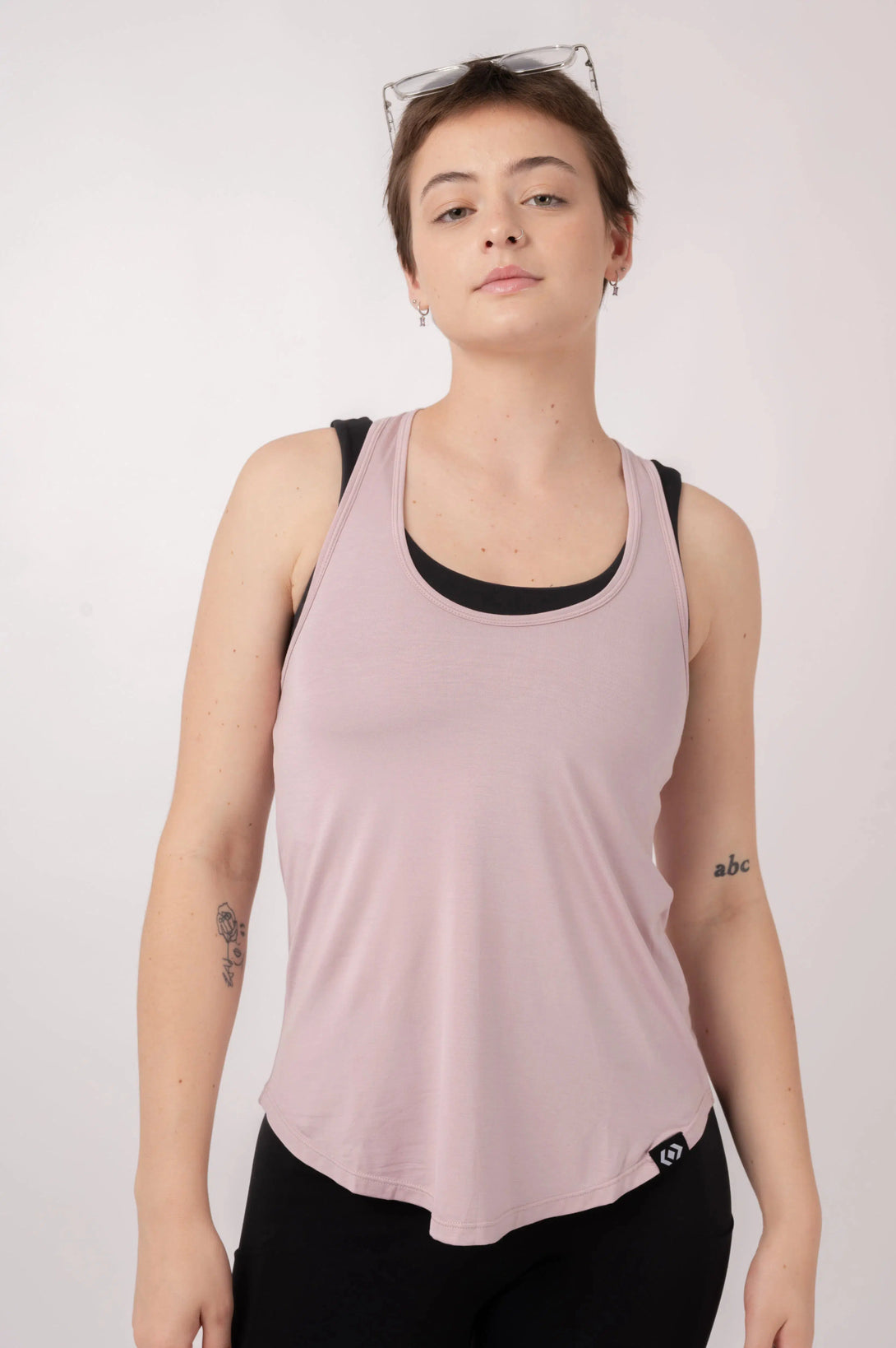 Pale Mauve Slinky To Touch - Racer Back Tank Top-Activewear-Exoticathletica