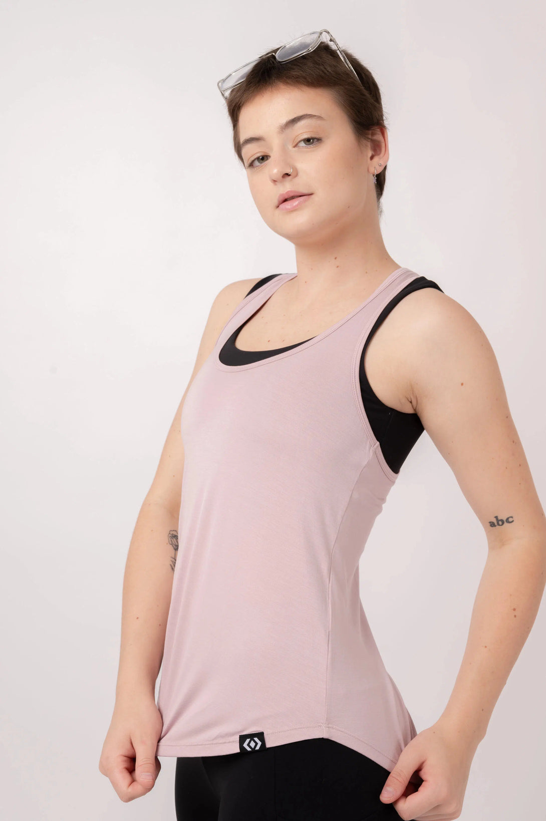 Pale Mauve Slinky To Touch - Racer Back Tank Top-Activewear-Exoticathletica