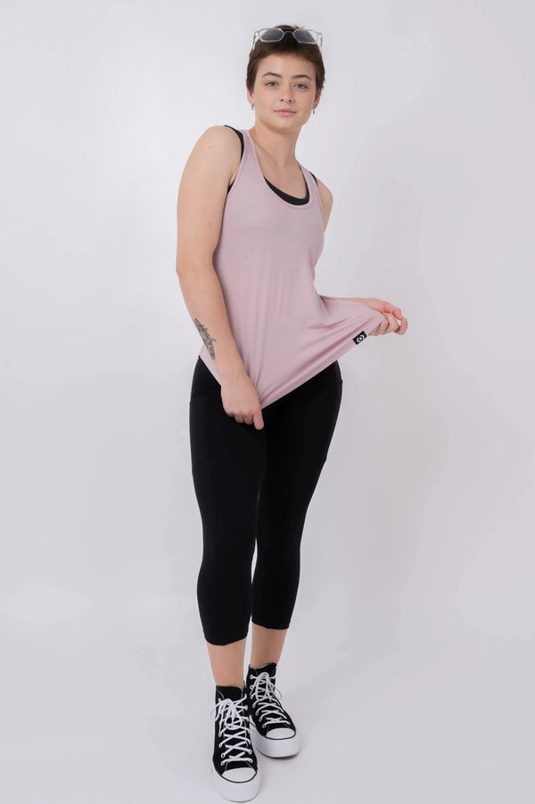 Pale Mauve Slinky To Touch - Racer Back Tank Top-Activewear-Exoticathletica