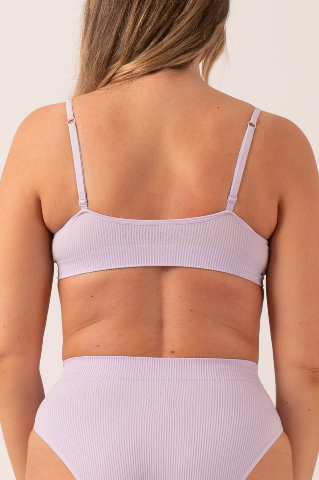 Pastel Lilac Rib Seam Free - Strappy Bralette-Activewear-Exoticathletica