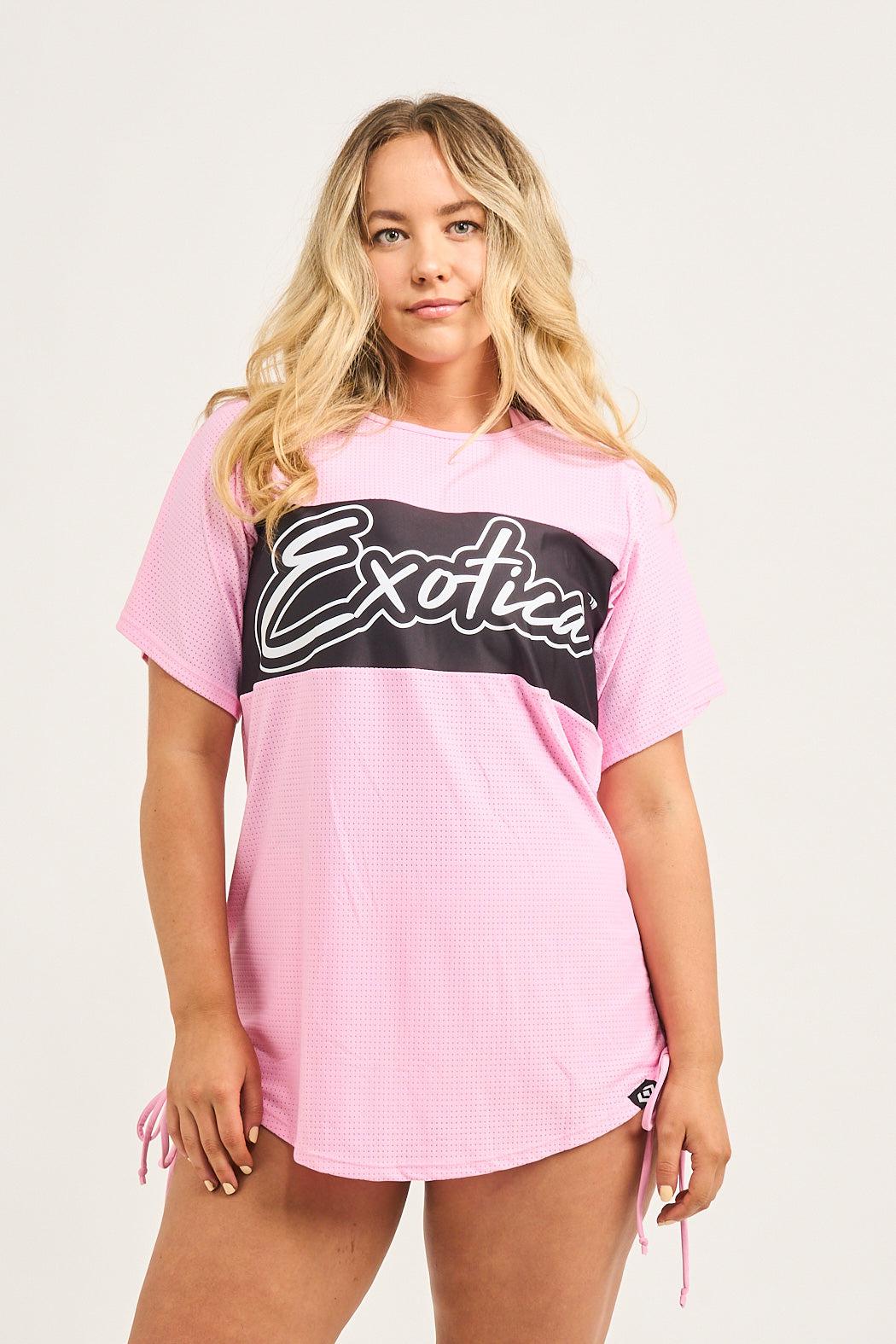 Pastel Pink Bball Mesh - Exotica Boyfriend Tee-Activewear-Exoticathletica