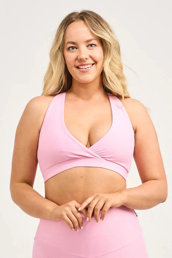 Pastel Pink Performance - Cross Over Crop-Activewear-Exoticathletica