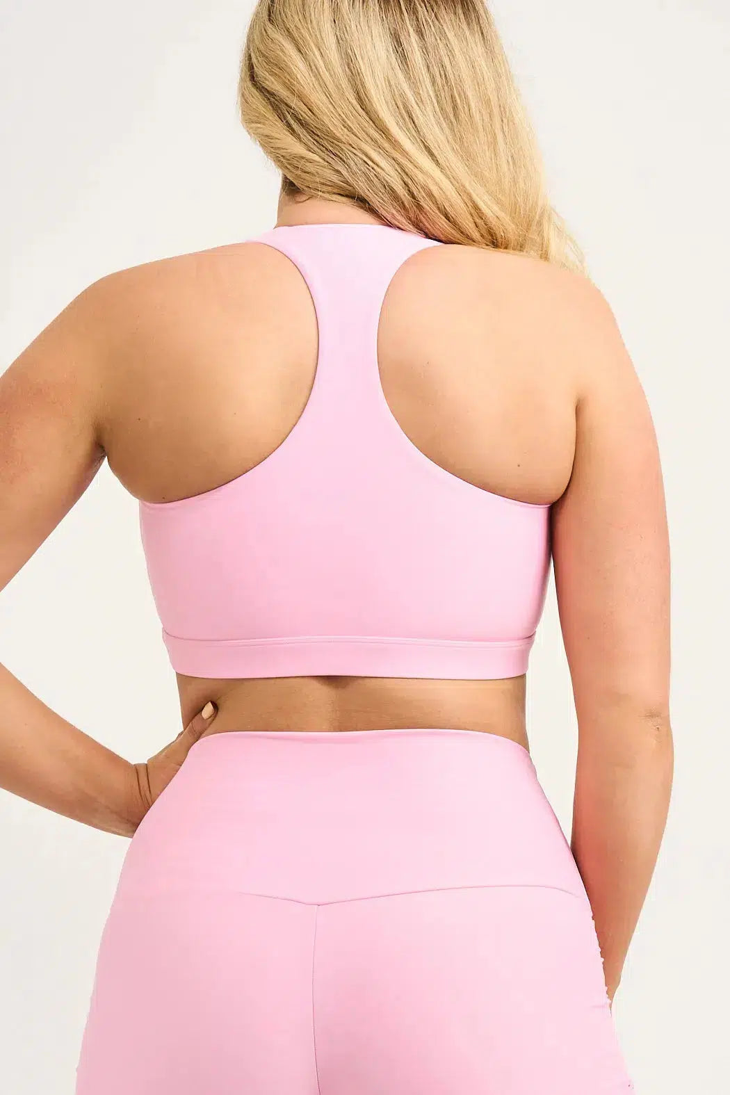 Pastel Pink Performance - Deep V Crop-Activewear-Exoticathletica