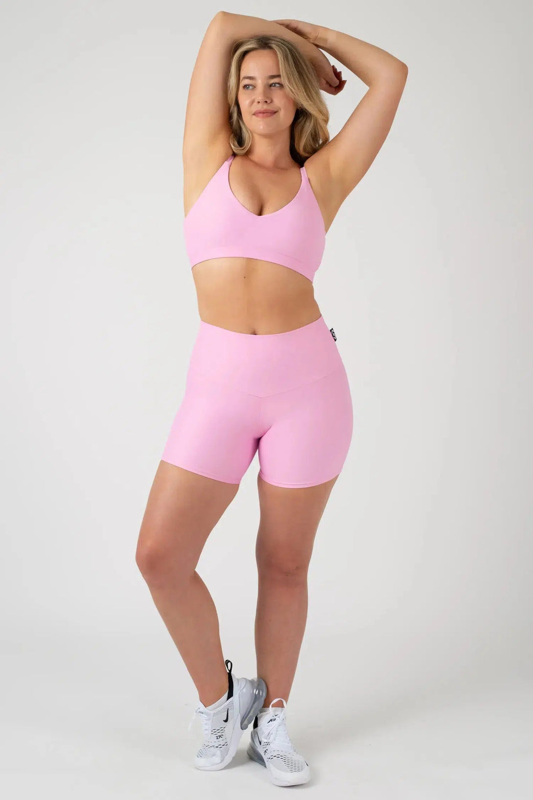 Pastel Pink Performance - High Waisted Booty Shorts-Activewear-Exoticathletica