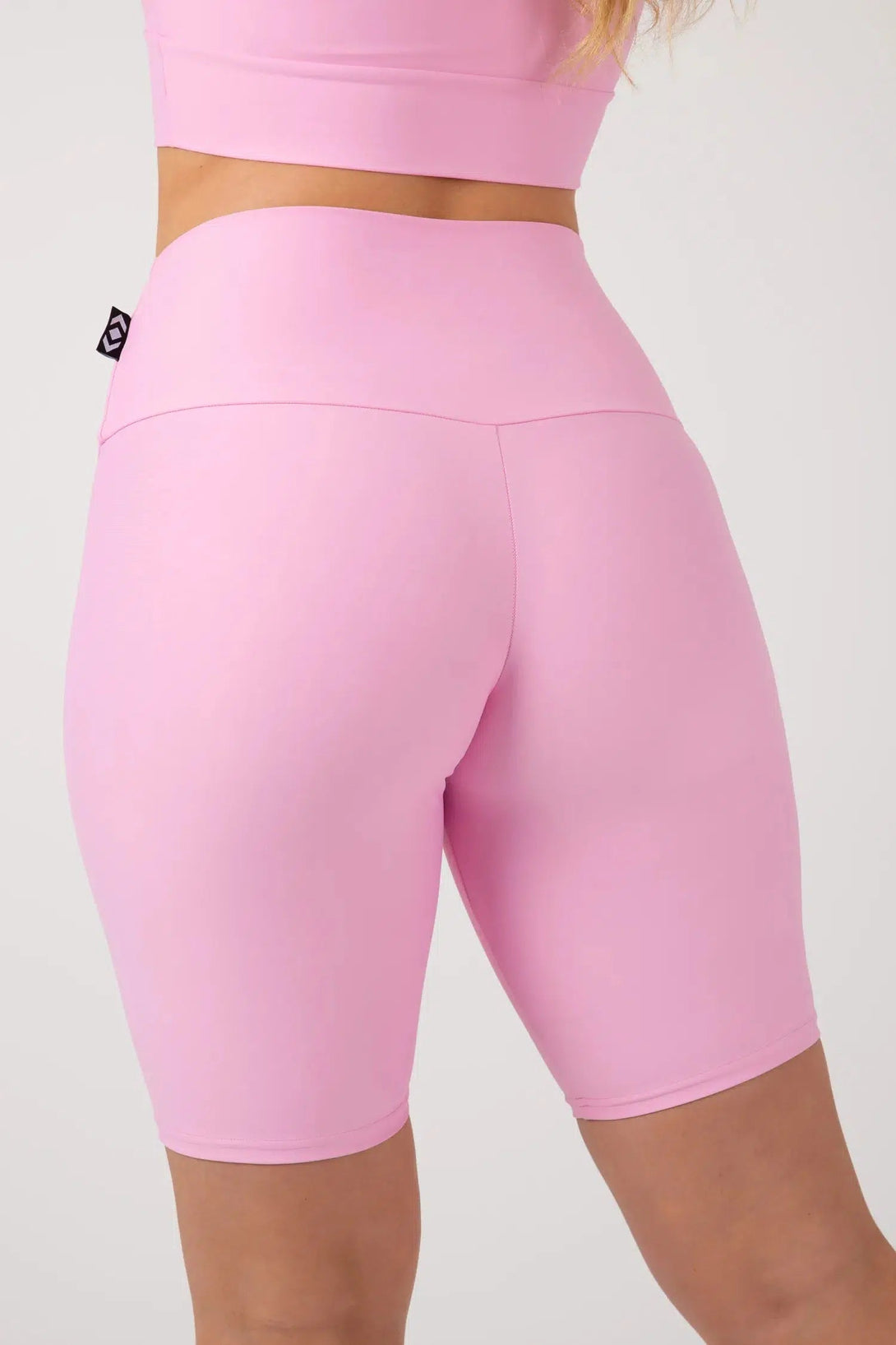 Pastel Pink Performance - High Waisted Long Shorts-Activewear-Exoticathletica