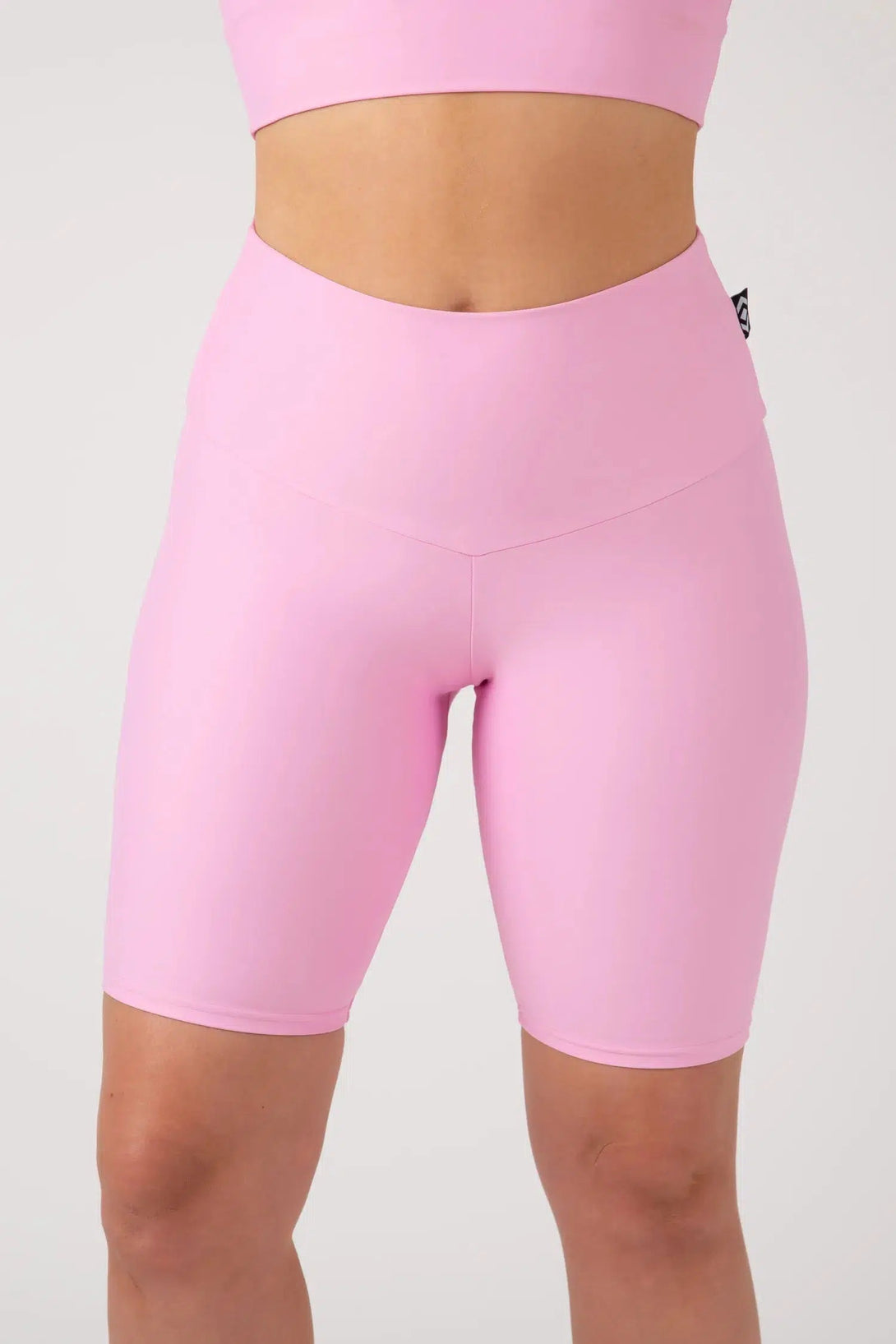 Pastel Pink Performance - High Waisted Long Shorts-Activewear-Exoticathletica