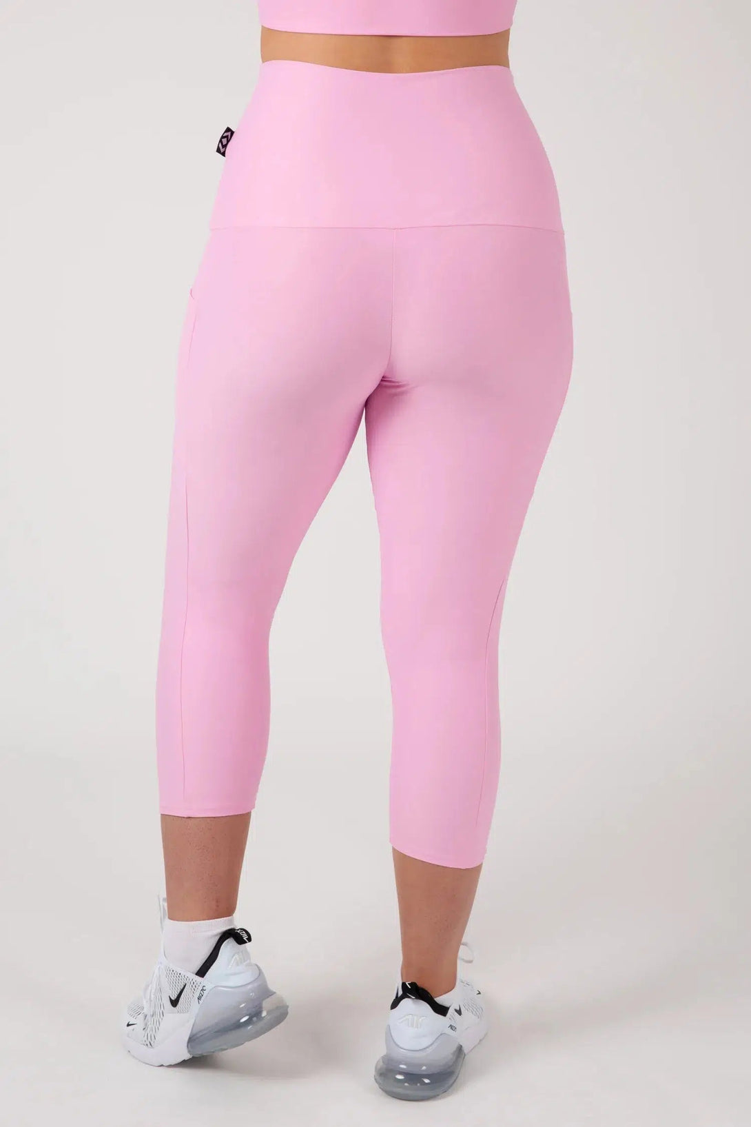 Pastel Pink Performance - Panel Pocket Extra High Waisted Capri Leggings-Activewear-Exoticathletica