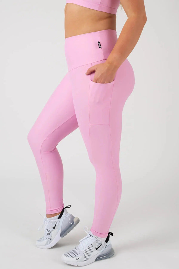 Pastel Pink Performance - Panel Pocket High Waisted Leggings-Activewear-Exoticathletica