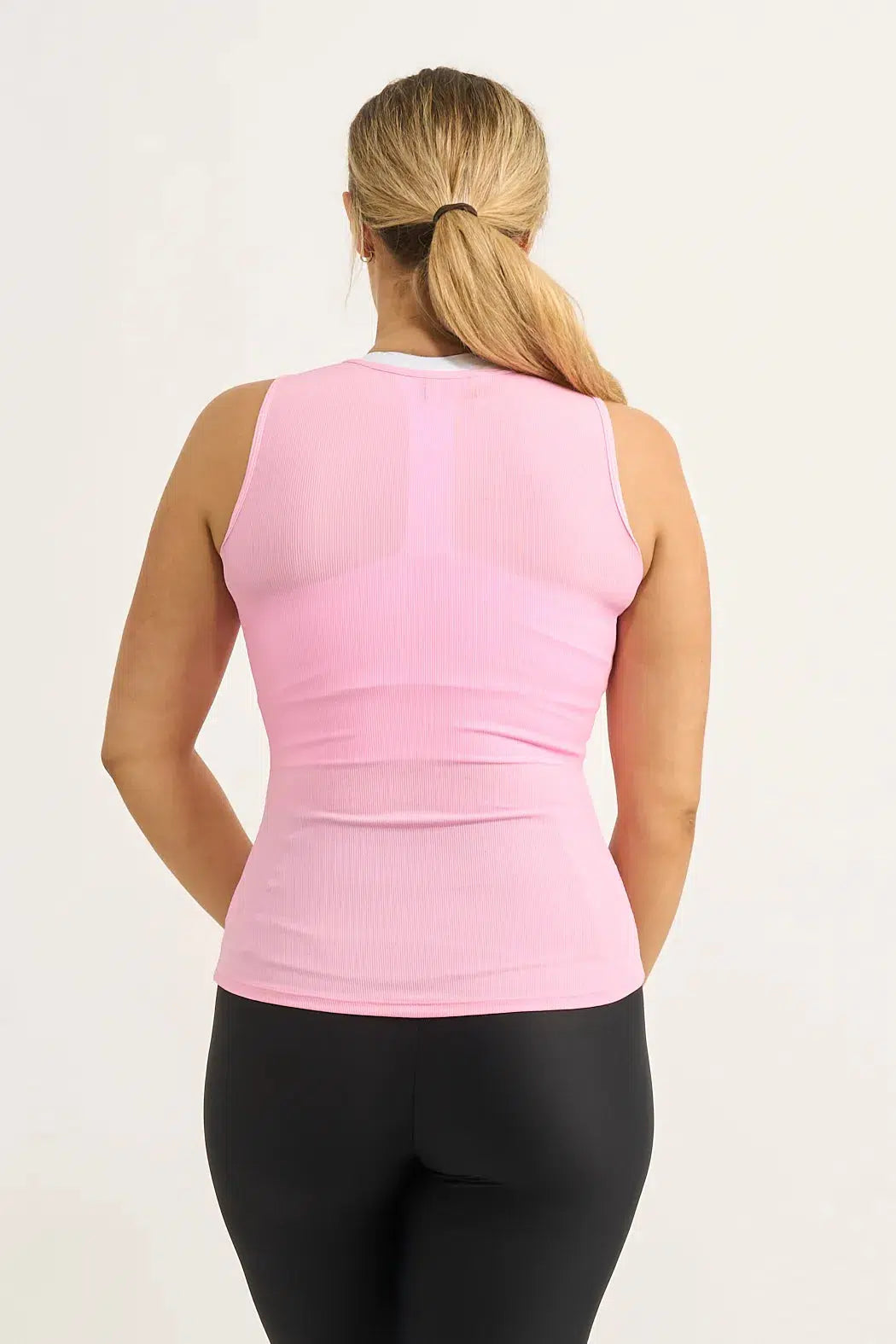 Pastel Pink Rib Knit - Fitted Tank-Activewear-Exoticathletica