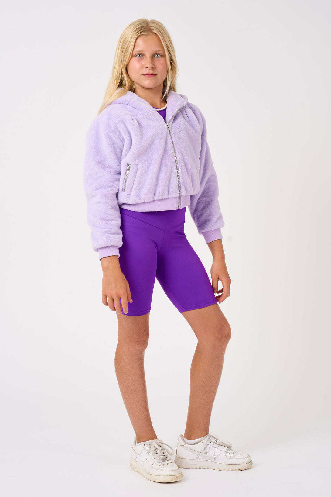 Pastel Purple Faux Fur - Kids Floofy Jacket-Activewear-Exoticathletica