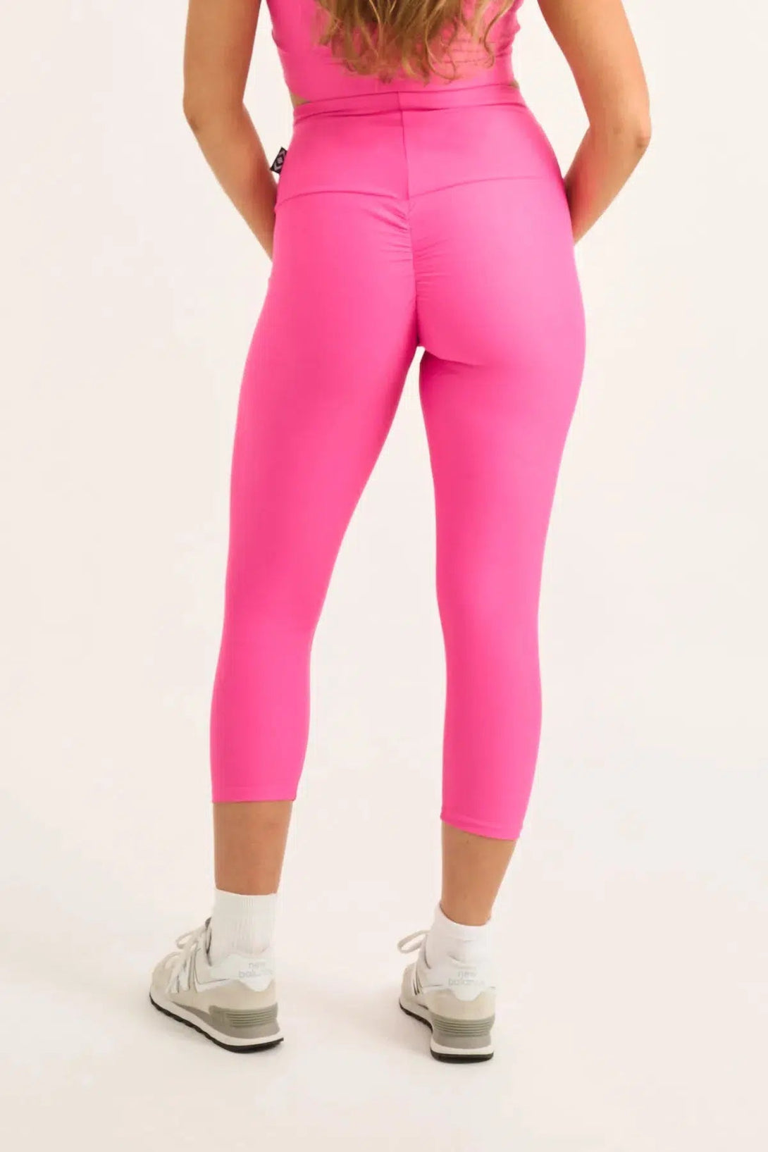 Performance Booty Scrunch High Waisted Capri Leggings - Candy Pink-Activewear-Exoticathletica