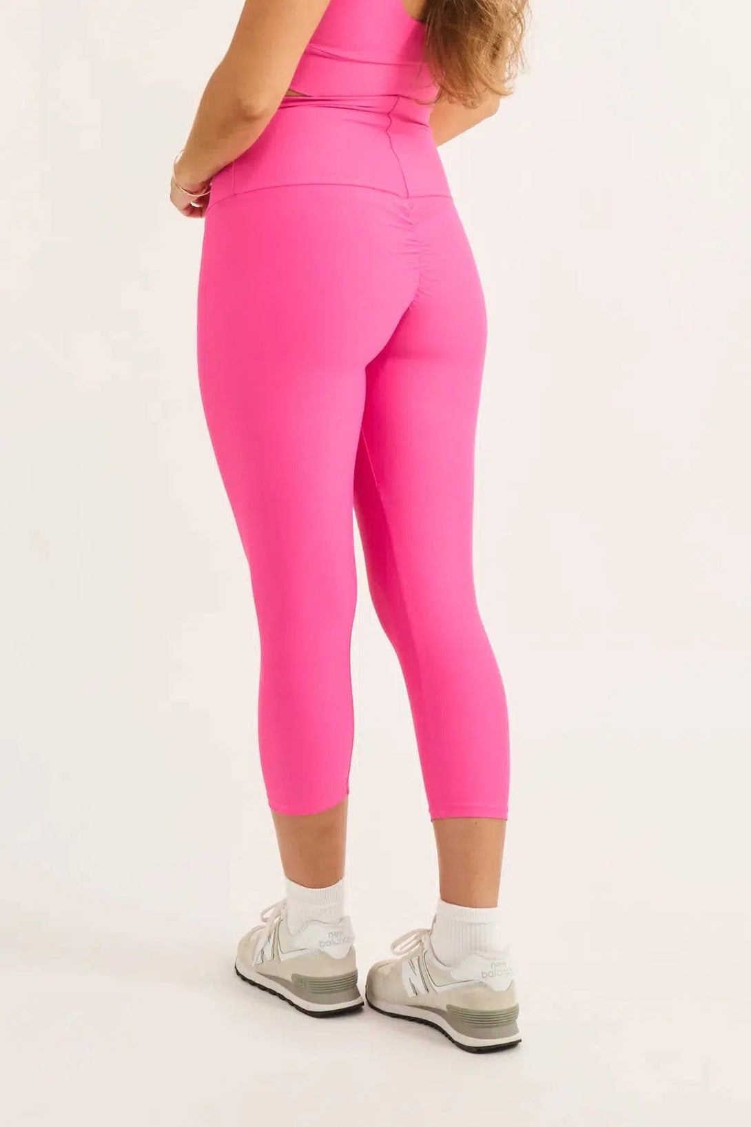 Performance Booty Scrunch High Waisted Capri Leggings - Candy Pink-Activewear-Exoticathletica