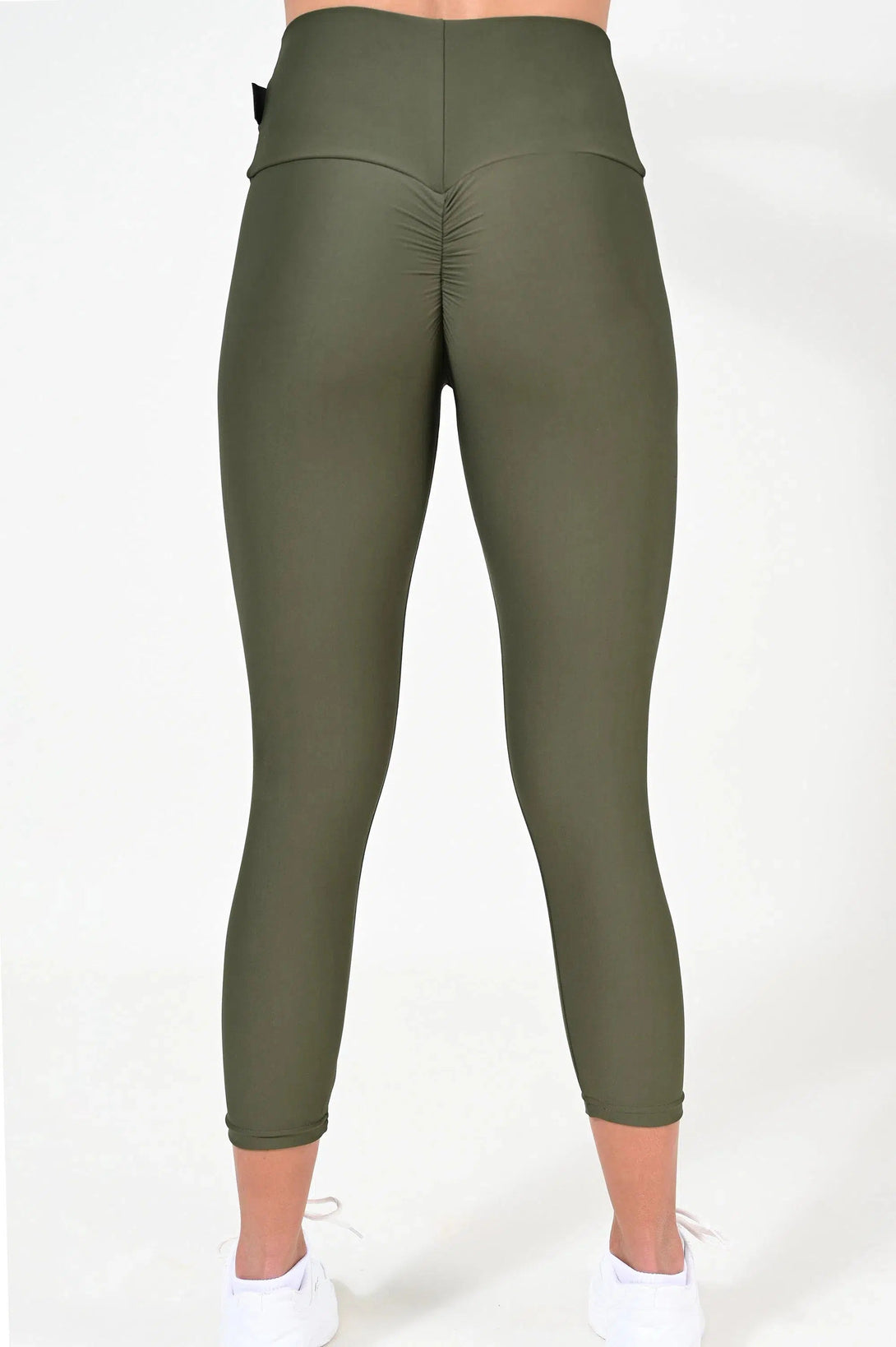 Performance Booty Scrunch High Waisted Capri Leggings - Dark Khaki-Activewear-Exoticathletica