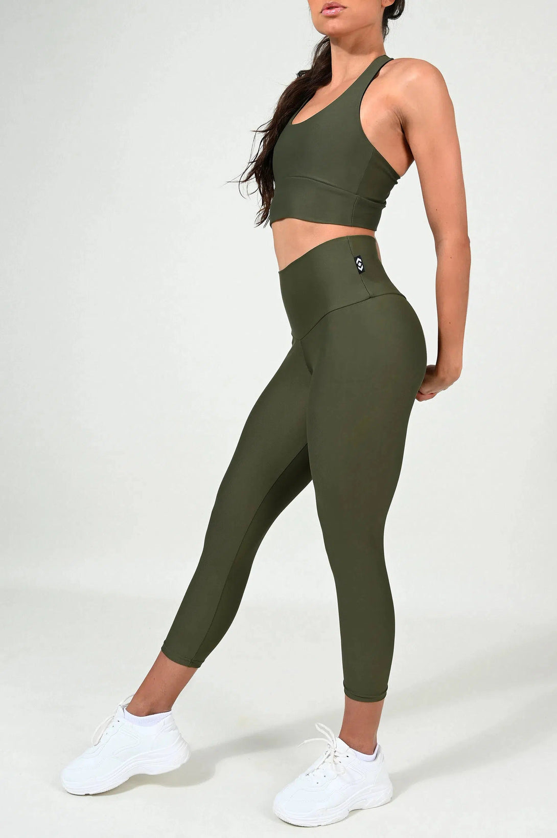 Performance Booty Scrunch High Waisted Capri Leggings - Dark Khaki-Activewear-Exoticathletica