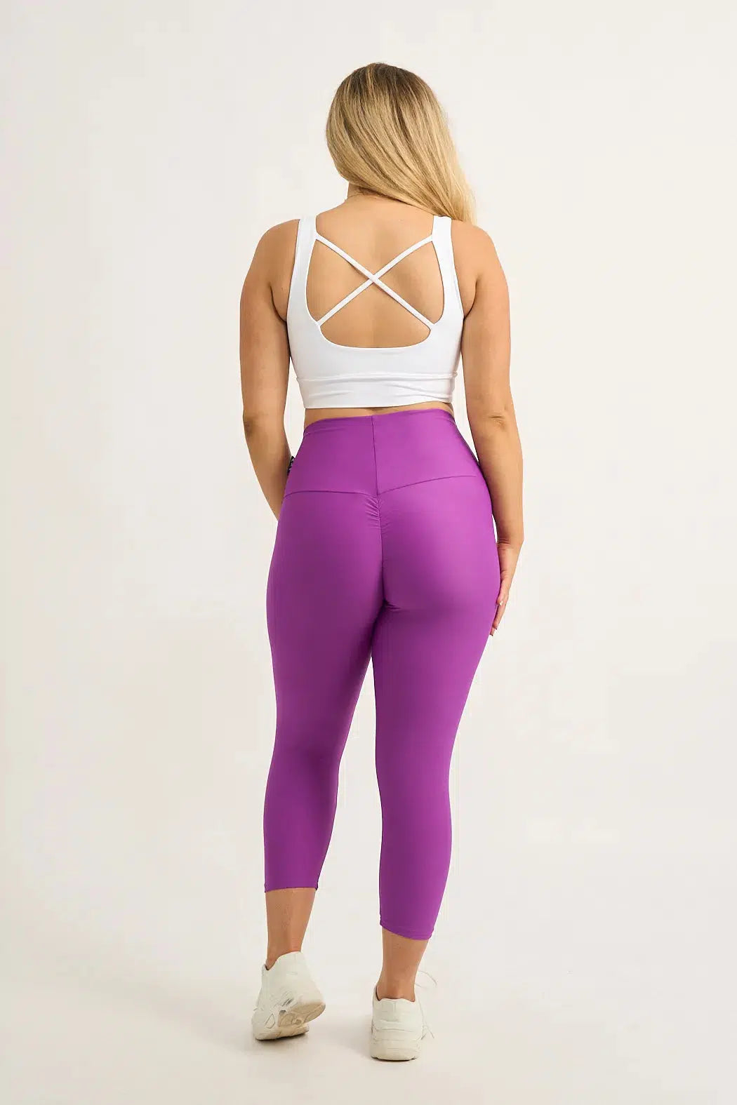 Performance Booty Scrunch High Waisted Capri Leggings - Purple-Activewear-Exoticathletica