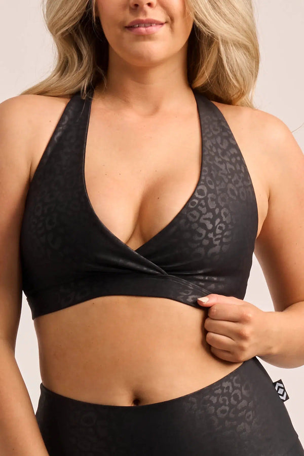 Performance Cross Over Crop - Black Exotic Touch Jag-Activewear-Exoticathletica