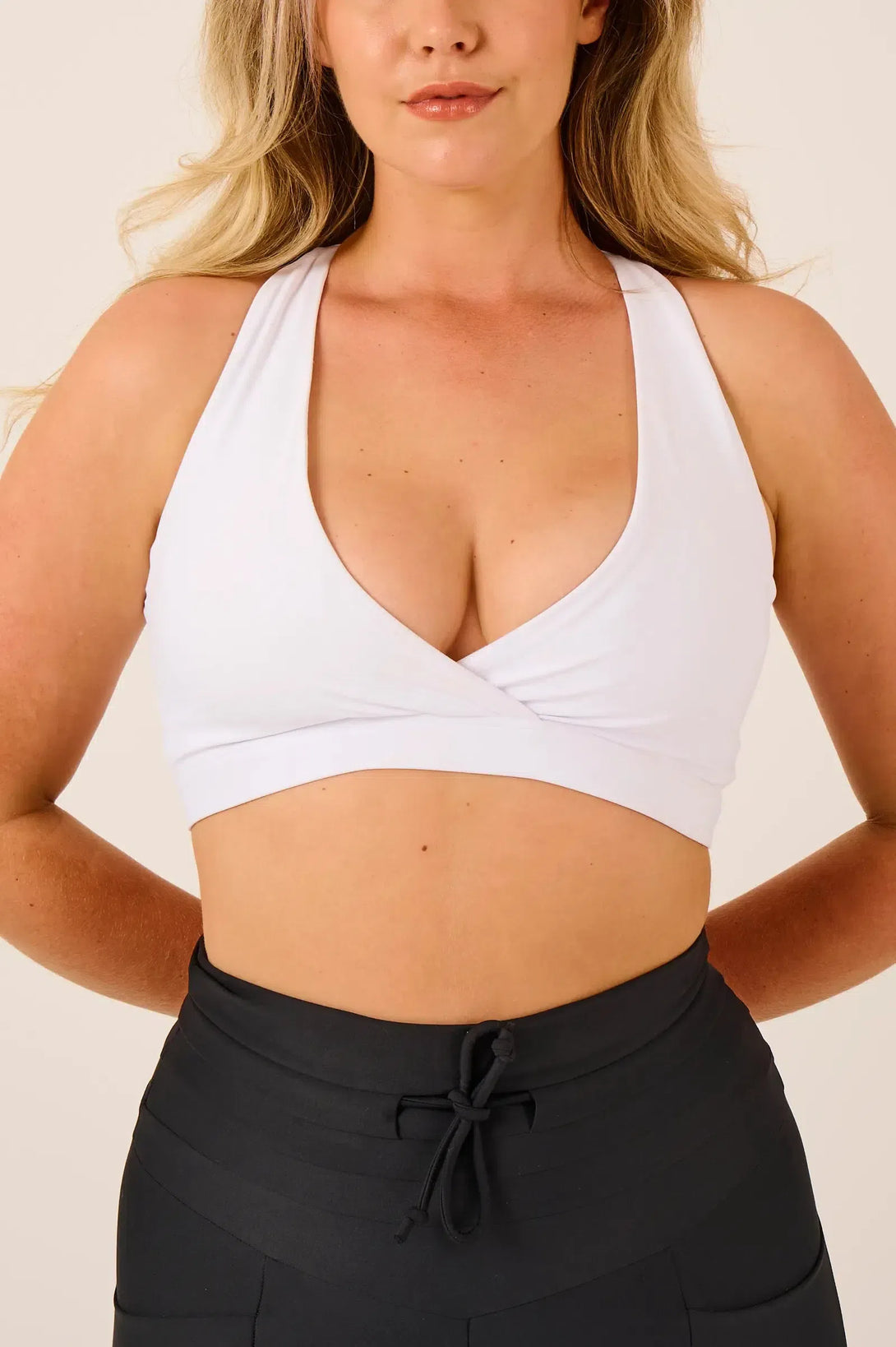 Performance Cross Over Crop - White-Activewear-Exoticathletica