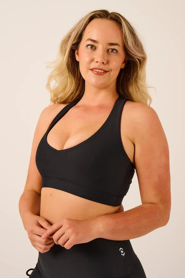 Performance Deep V Crop - Black-Activewear-Exoticathletica