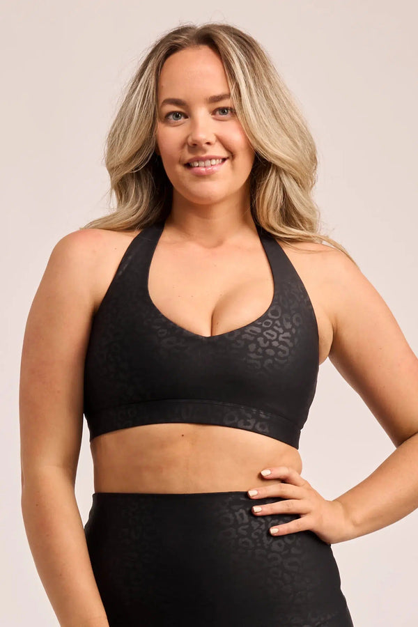 Performance Deep V Crop - Black Exotic Touch Jag-Activewear-Exoticathletica